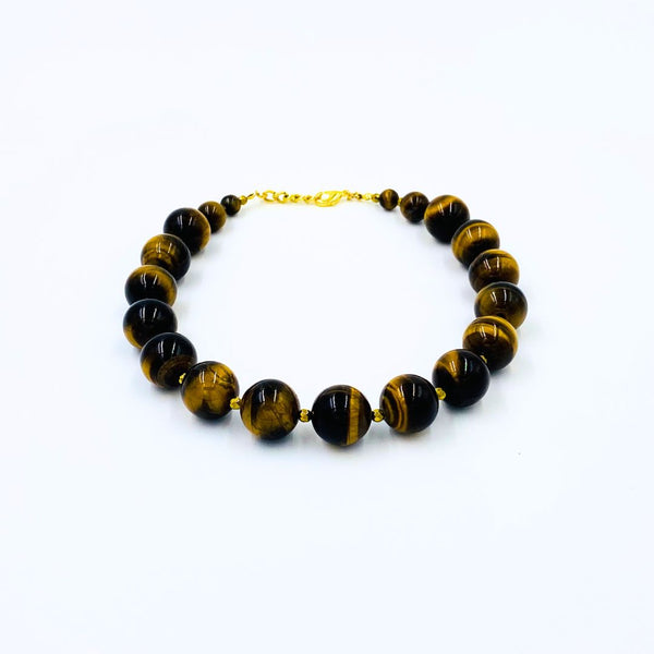 Deluxe Tigers Eye and Gold Hematite Necklace (18K Gold Option)