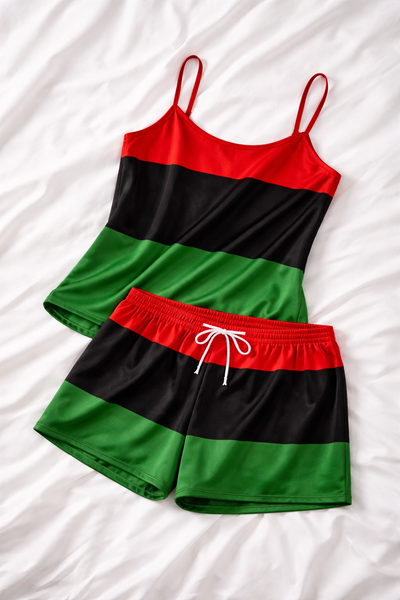 Pan-African Spaghetti Strap Pajama Short Set