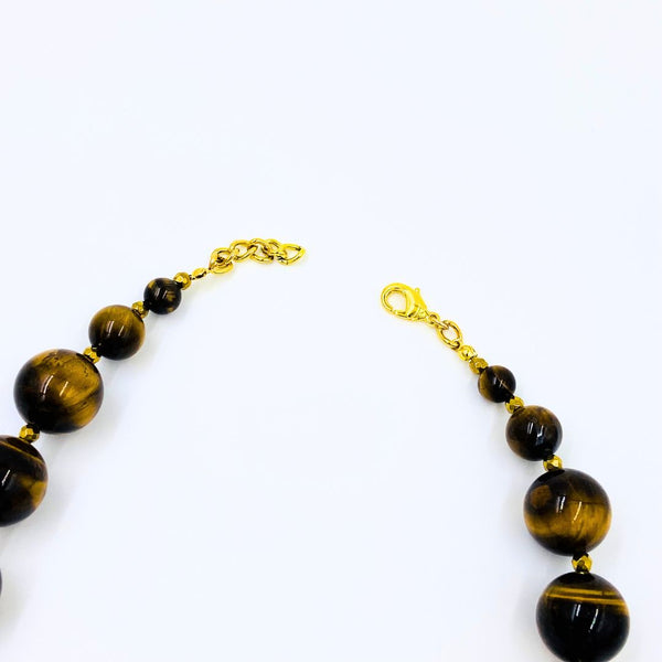 Deluxe Tigers Eye and Gold Hematite Necklace (18K Gold Option)