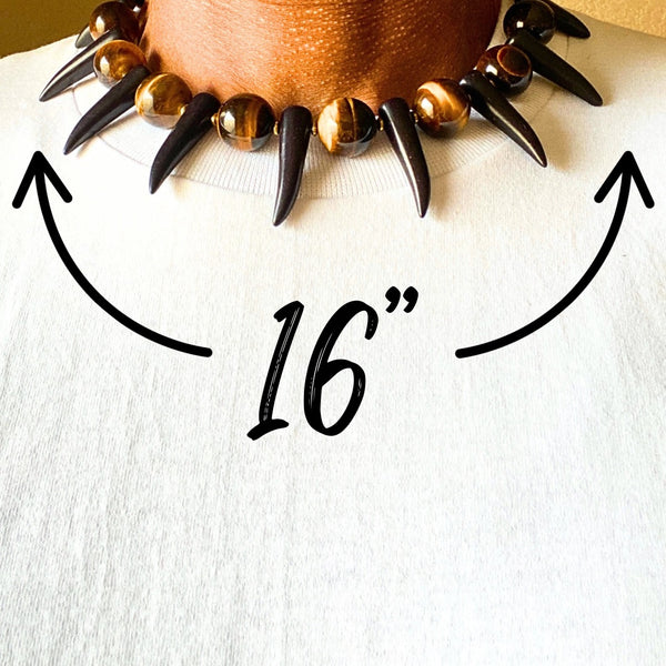 Golden Black Onyx Shaka Zulu Tribal Neckpiece (RBG)