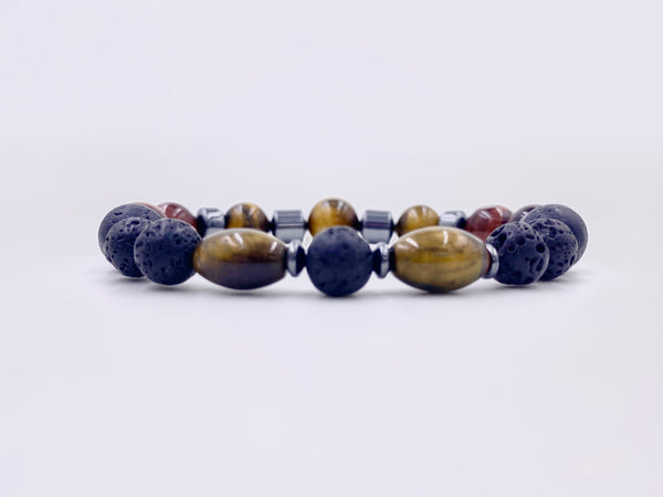 Tiger’s Eye and Lava Stone Necklace and Bracelet Set