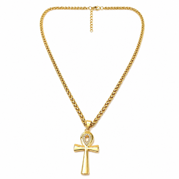 18k Ankh Necklace w/2MM Rope Chain