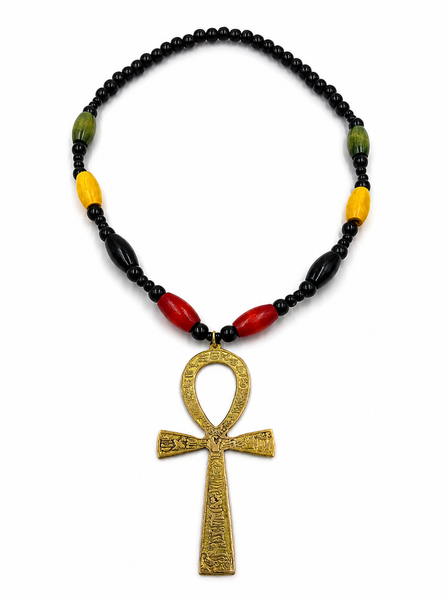 Extra Large Reggae Inspired Wood Ankh Necklace - Royal Rasta Ankhlace™