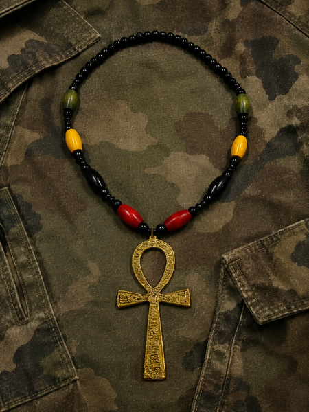Extra Large Reggae Inspired Wood Ankh Necklace - Royal Rasta Ankhlace™