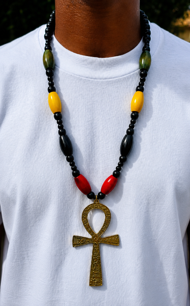 Extra Large Reggae Inspired Wood Ankh Necklace - Royal Rasta Ankhlace™