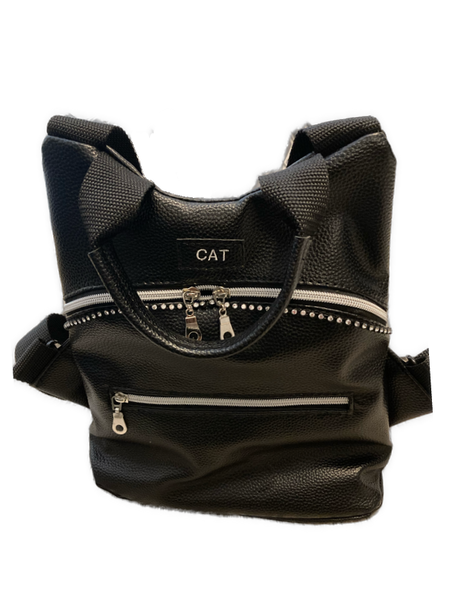 The “Cara” Anti-Theft Black Leather Backpack