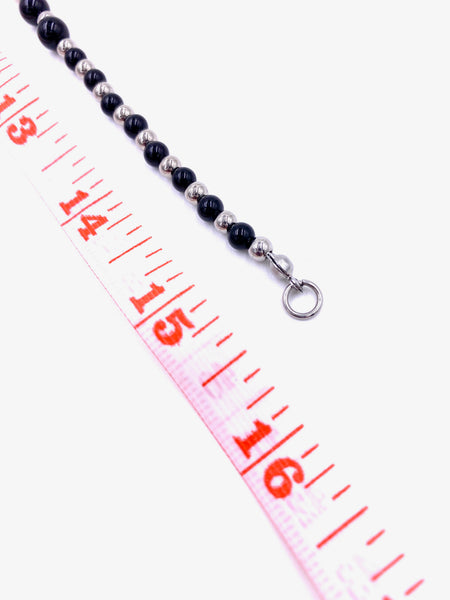 Gothic Black Onyx and Stainless-Steel Beaded Ankh Necklace (Ankhlace™️)