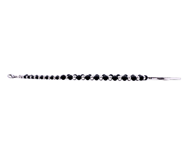 Gothic Black Onyx and Stainless-Steel Beaded Ankh Necklace (Ankhlace™️)