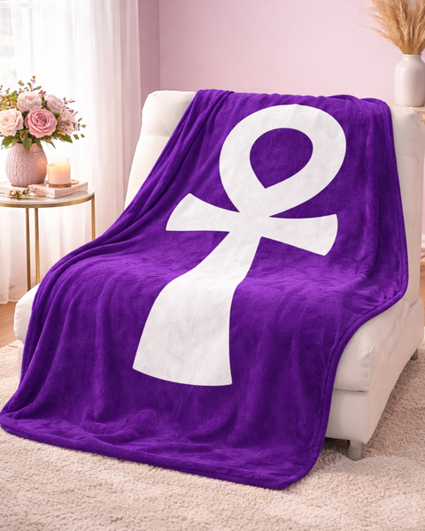 Ankh (Purple) Fleece Blanket 60"x80"