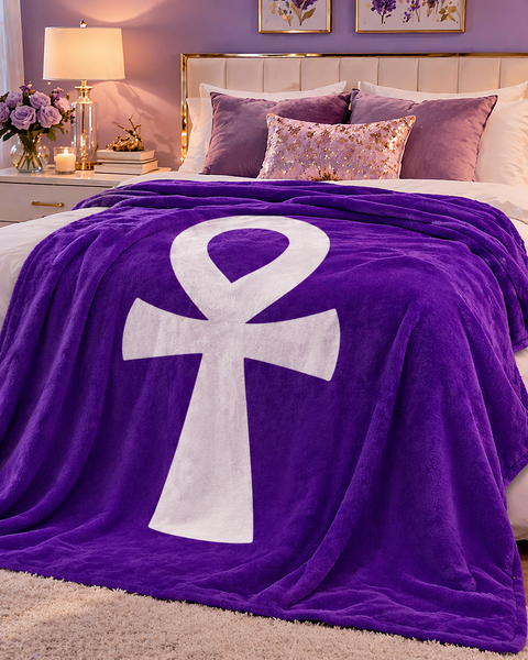 Ankh (Purple) Fleece Blanket 60"x80"