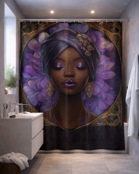 Serene Elegance: Purple Goddess Shower Curtain (72" x 72")