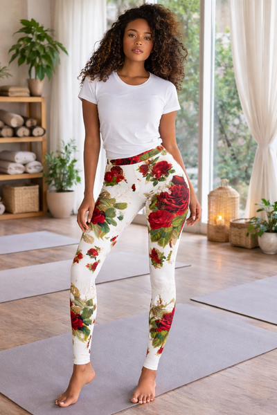Rose Print High Waist Leggings