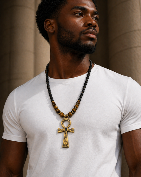 Lava Stone & Tiger Eye/Rhinestone Ankhlace™