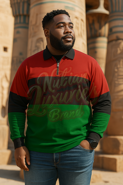Pan African RBG -  Long Sleeve Zippered Polo Shirt