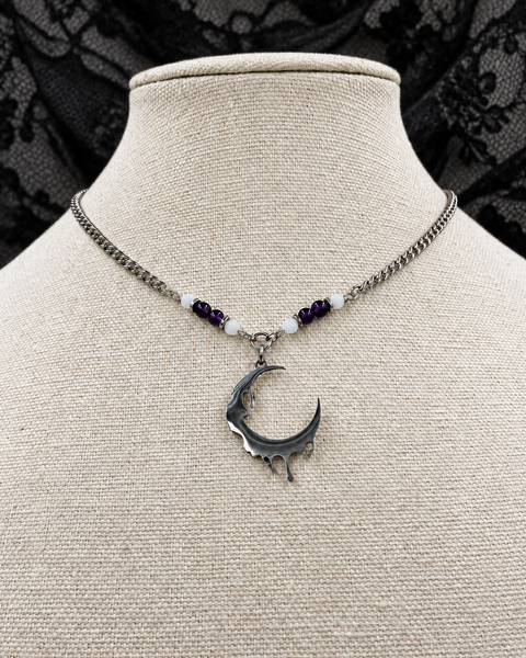 Dainty Celestial Dripping Crescent Moon Choker Necklace
