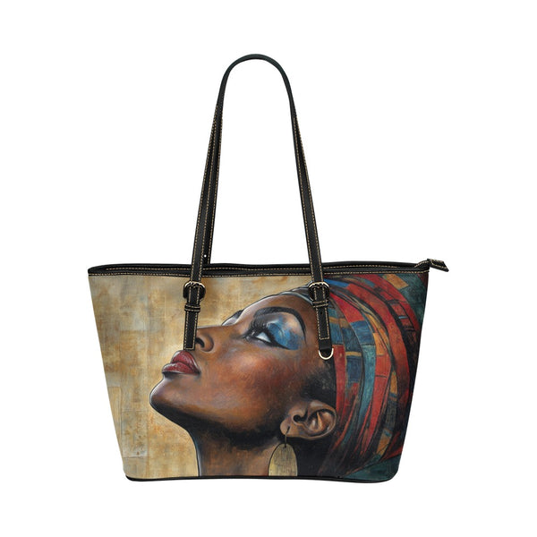 Graceful Black Woman Vegan Leather Tote Bag