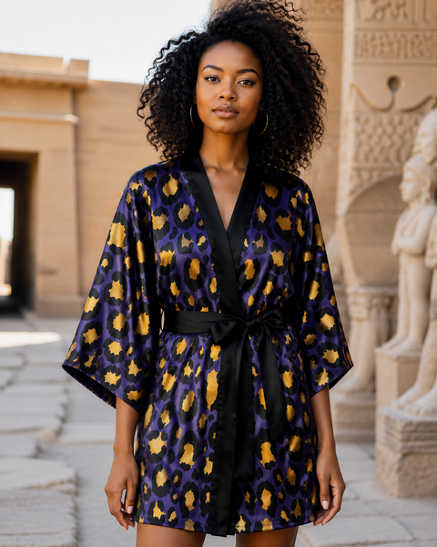 Leopard Print Kimono Robe