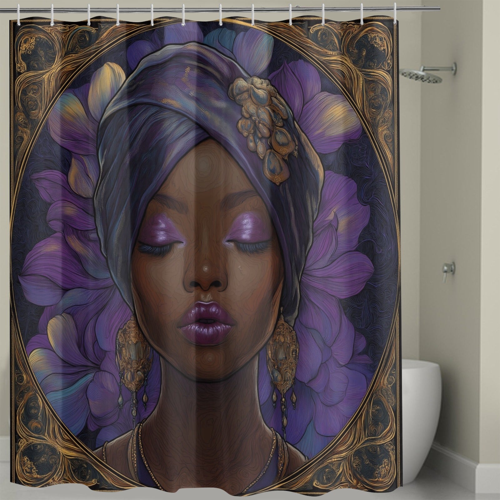 Serene Elegance: Purple Goddess Shower Curtain (72" x 72")