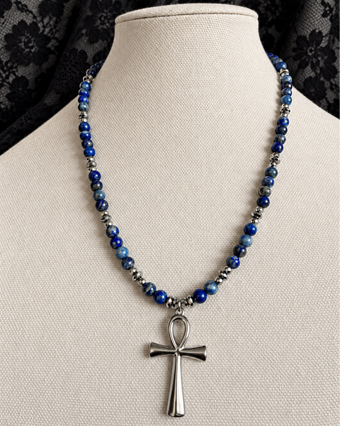 Lapis Lazuli + Stainless Steel Ankhlace™️