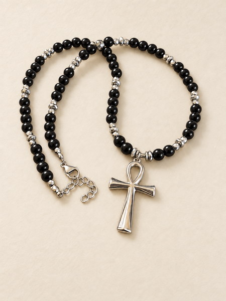 Onyx + Stainless Steel Ankhlace™️