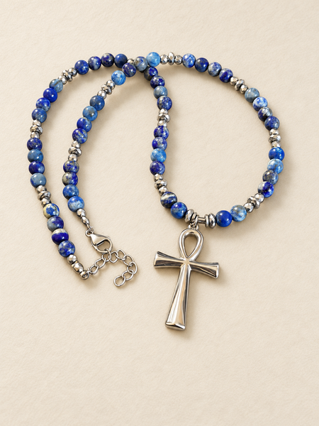 Lapis Lazuli + Stainless Steel Ankhlace™️