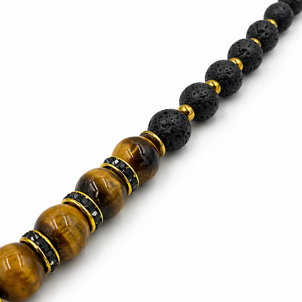 Lava Stone & Tiger Eye/Rhinestone Ankhlace™