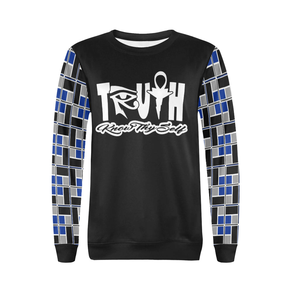 NU TRUTH - KNOW THYSELF - (REC-TECH) (BLUE) CREW NECK SWEATER FOR WOMEN