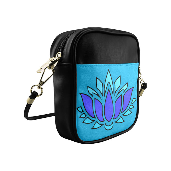 Blue Lotus Leather Sling Bag
