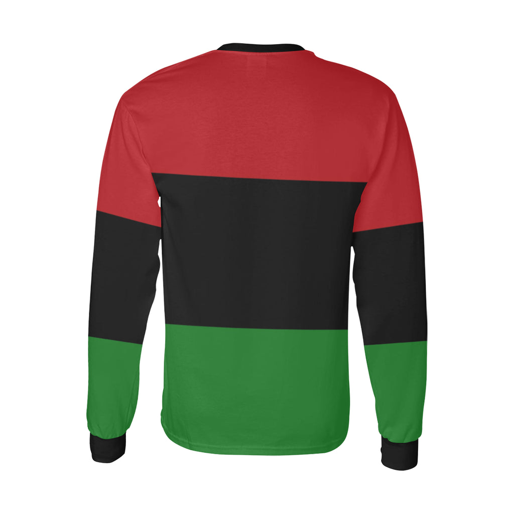 thumbnail interactive-video image 1 of Unisex Red Black Green Striped Long Sleeve T-Shirt – Fancy Dress Outfit, UK Made 1 of 2