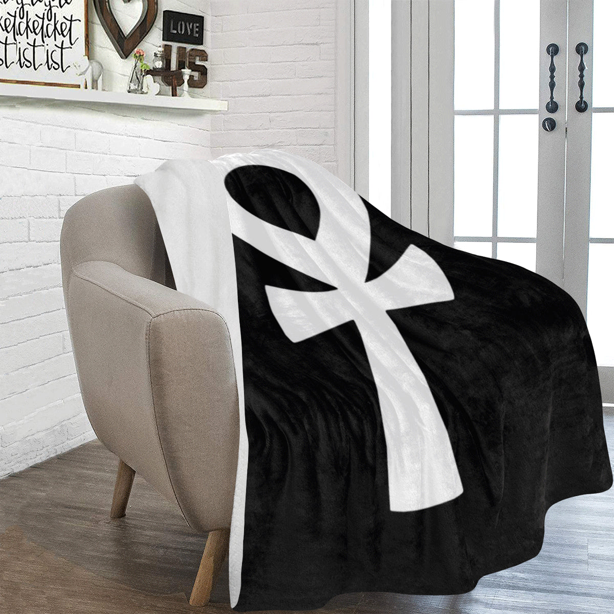 Ankh (Black) Fleece Blanket 60"x80"