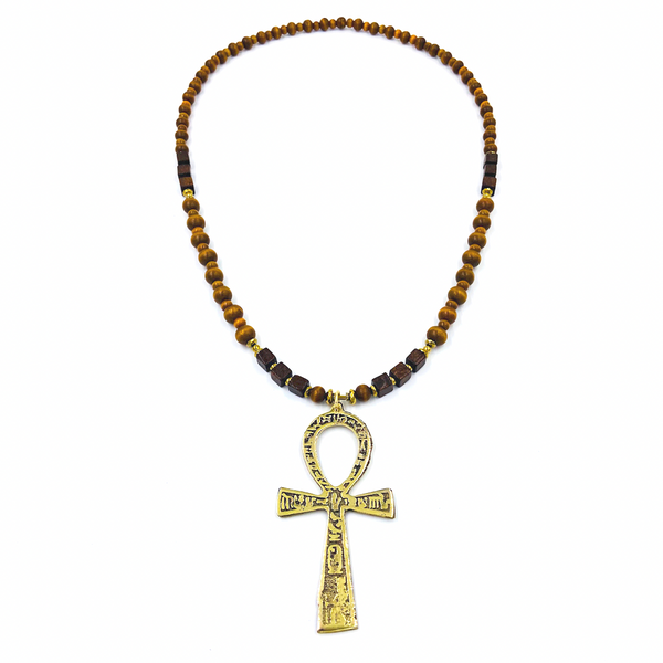 Ankhlace™ w/Light Brown and Square Ebony Wood Beads