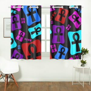 Ankh Life (Multi Color) Kitchen or Bedroom Curtains( 26'' X 39'' - 2 PC)