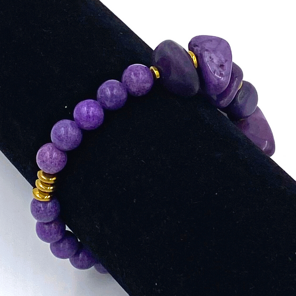 Purple or Blue Jasper & Jade Chunk Bracelets