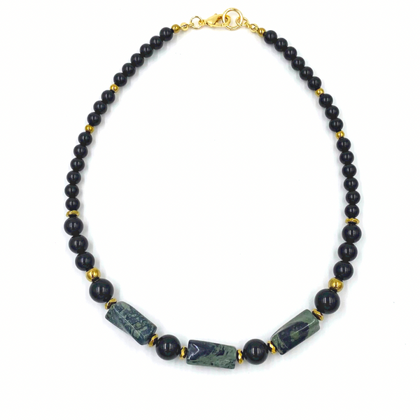 African Jade & Onyx Choker Necklace