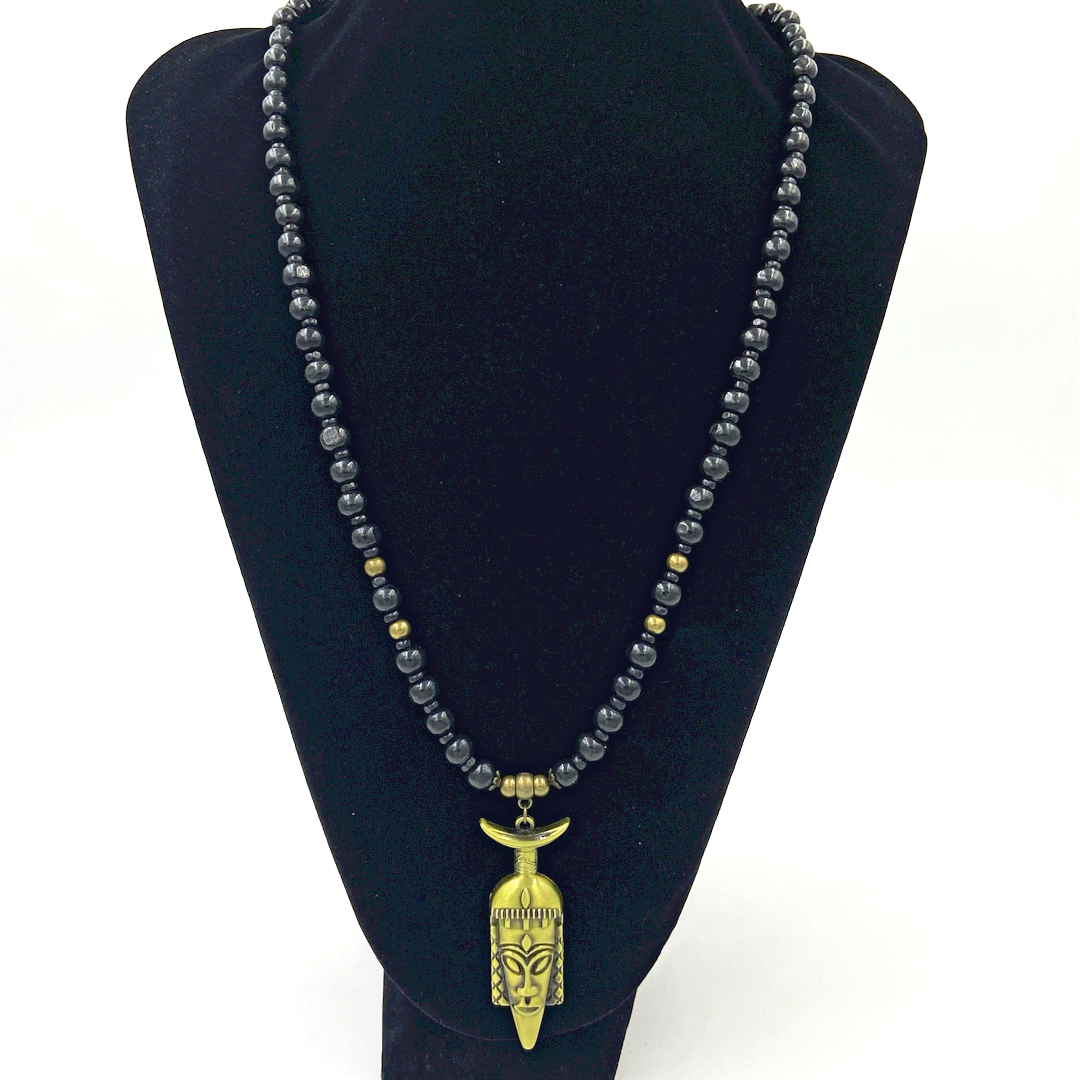 Bronze and Black Wood Pharaoh necklace