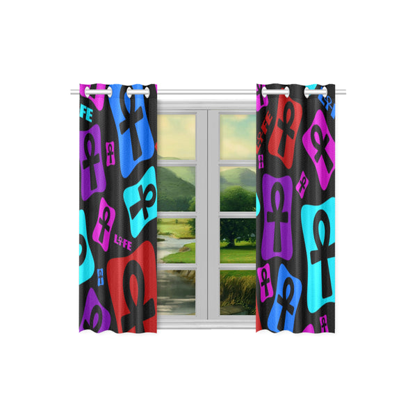 Ankh Life (Multi Color) Kitchen or Bedroom Curtains( 26'' X 39'' - 2 PC)