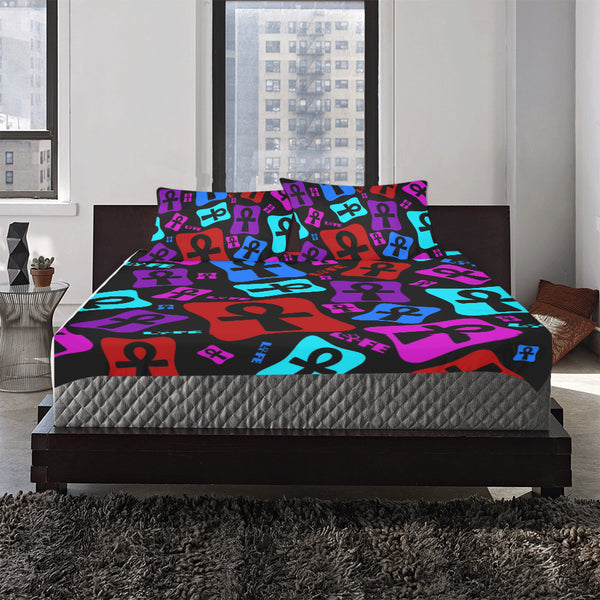 Ankh Life (Multi Color) 3Pc Bedding Set