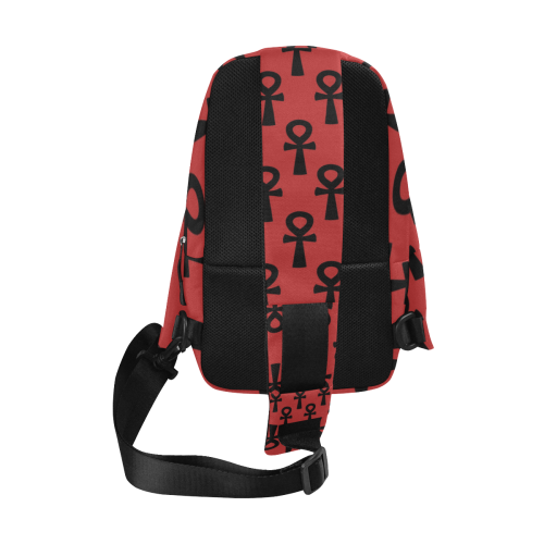 Red & Black Ankh Over-the-Shoulder/Chest Bag
