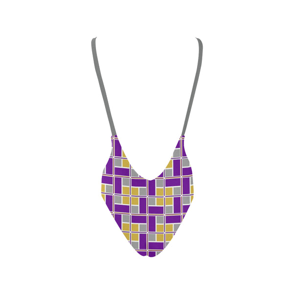 Purple and Gold Rec Tec™ Low Back 1Pc Swimsuit