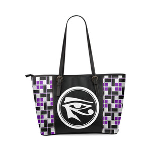 Eye of Heru + Rec-Tech (Purple) Leather Tote Bag (Large)