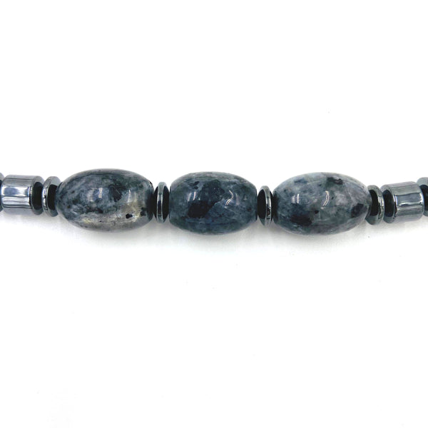 Grey Snake Agate and Faceted Onyx Necklace Set