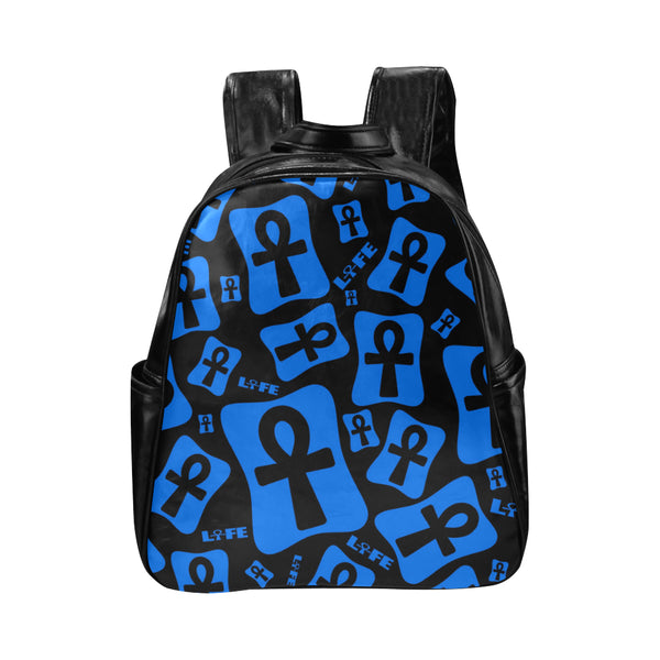 Ankh Life (Blue) Leather Backpack