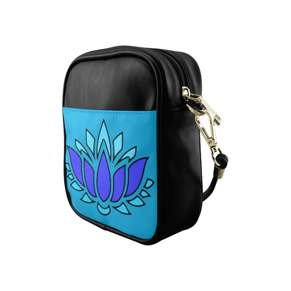 Blue Lotus Leather Sling Bag
