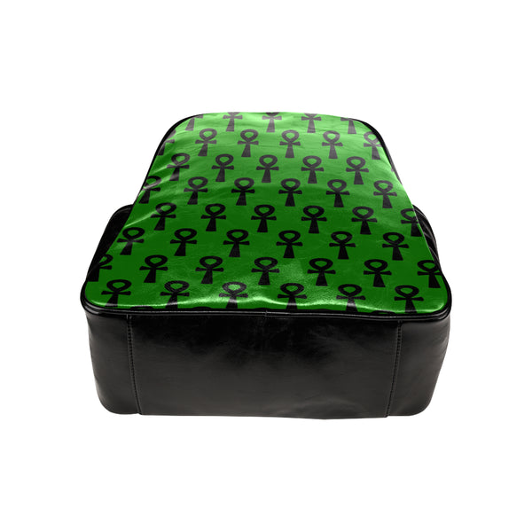 Green & Black Ankh Leather Backpack