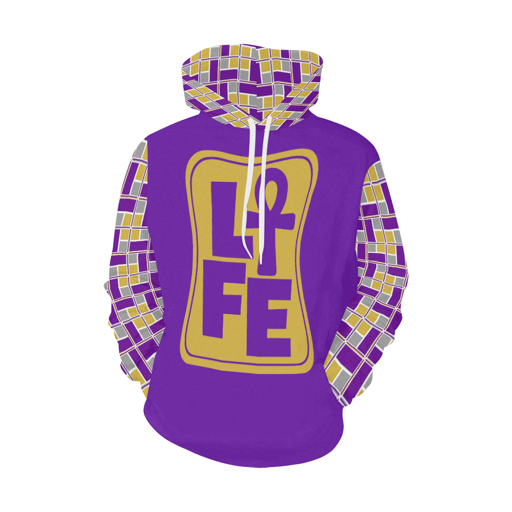 Purple & Gold AnkhLife™ / Rec-Tech™ Printed Hoodie