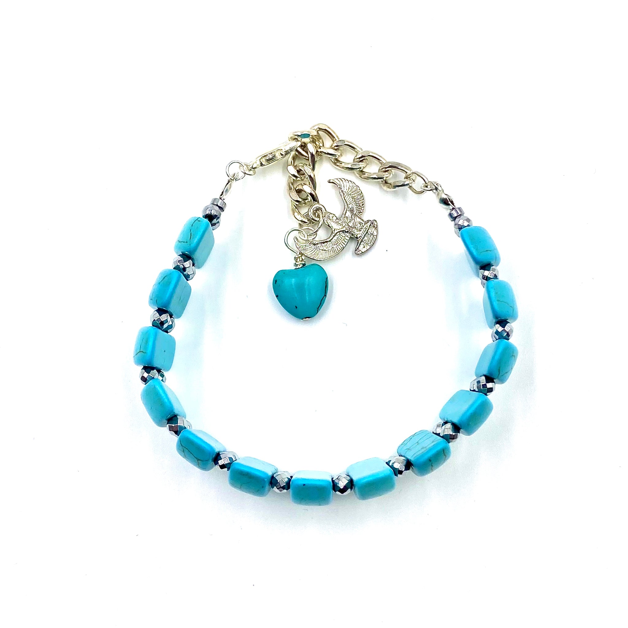 Blue Turquoise Bracelet w/Ma’at (SILVER)