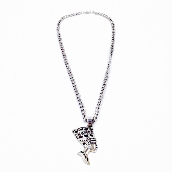 Silver Nefertiti Chain Necklace