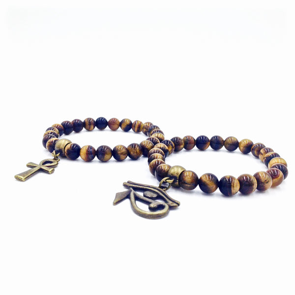 Nubian Bracelet 2pc Set (Tiger's Eye/Bronze)