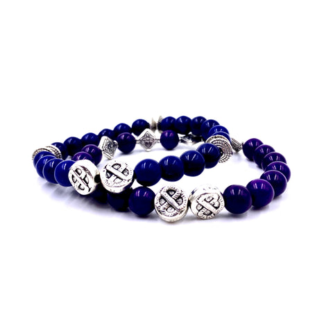 Royal Blue and Purple Howlite Bracelet Set