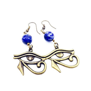 Lapis Lazuli and Bronze Eye of Heru Earrings